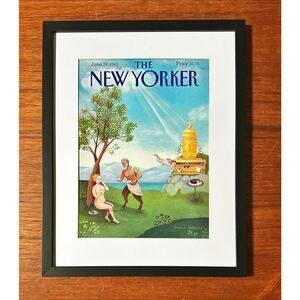 Framed 1992 The New Yorker Magazine June 29 Cover Pamela Paparone Adam Eve